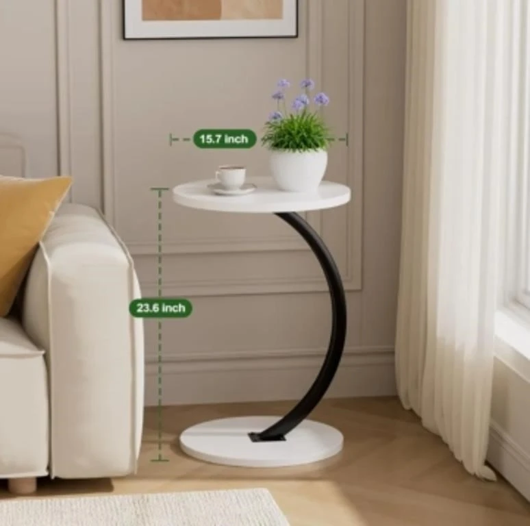 White Side Table with Black Stand - photo 2