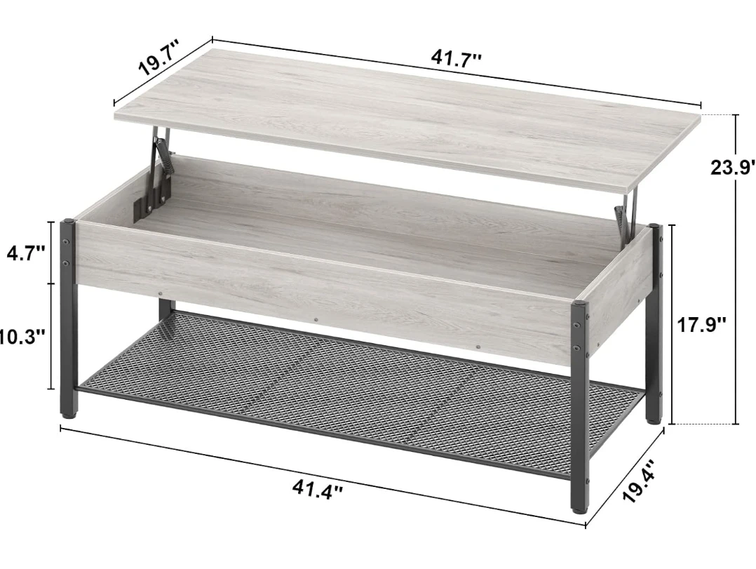 Lift Top Coffee Table with Storage Shelf