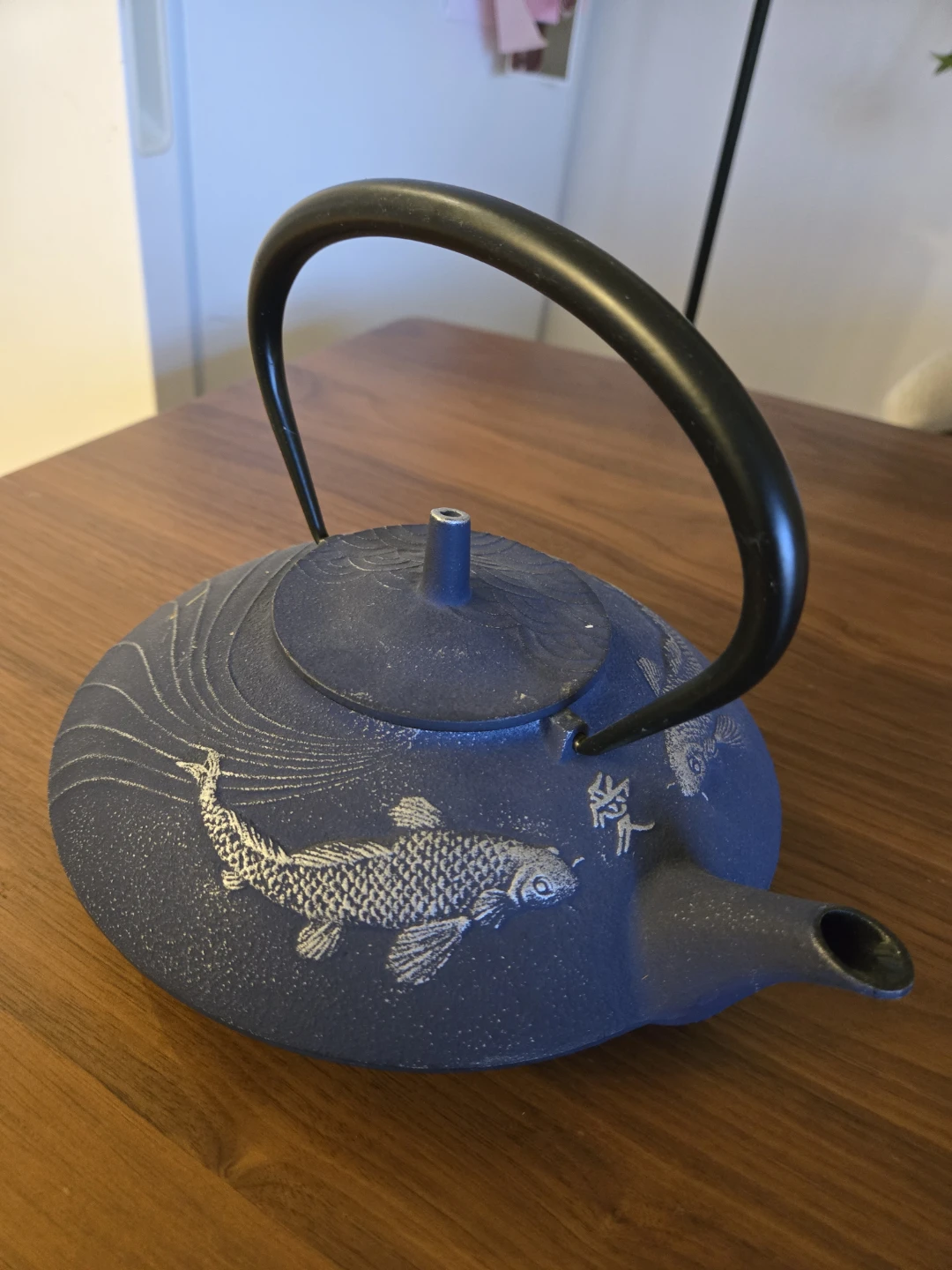 Cast Iron Tea Pot - Blue Koi Design