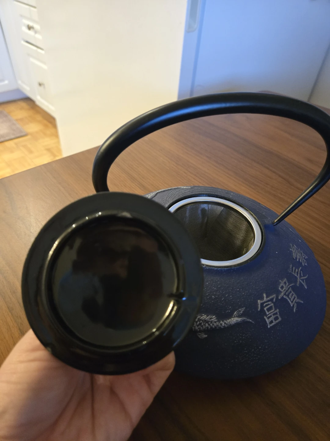 Cast Iron Tea Pot - Blue Koi Design - photo 5