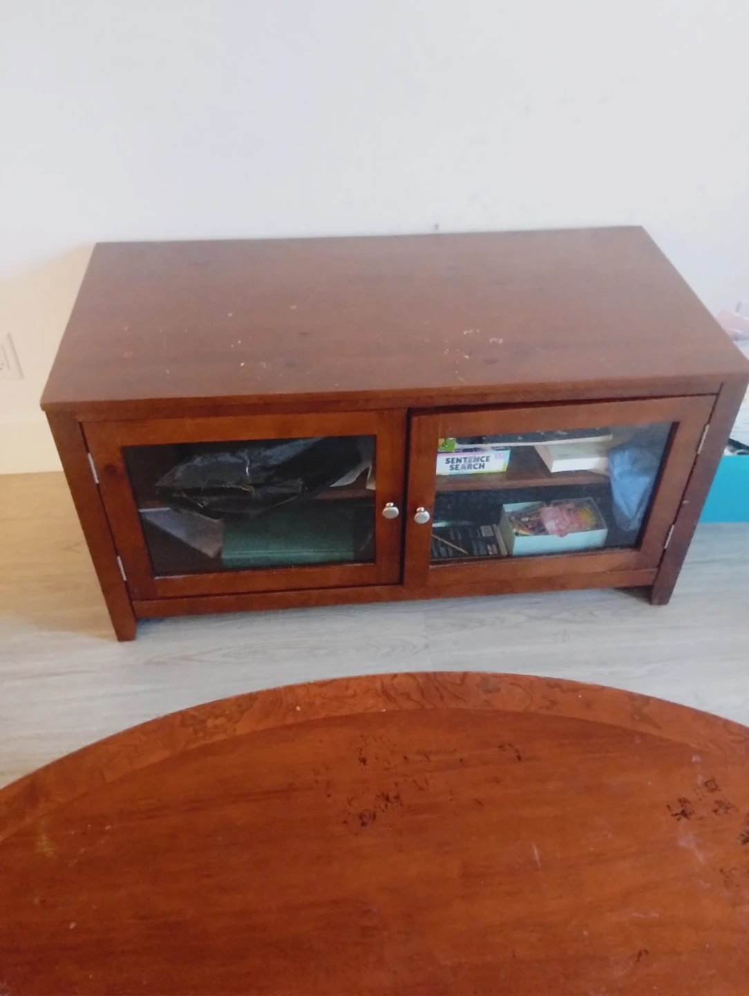 Elegant Oval Wooden Coffee Table with Matching Storage Cabinet - photo 5