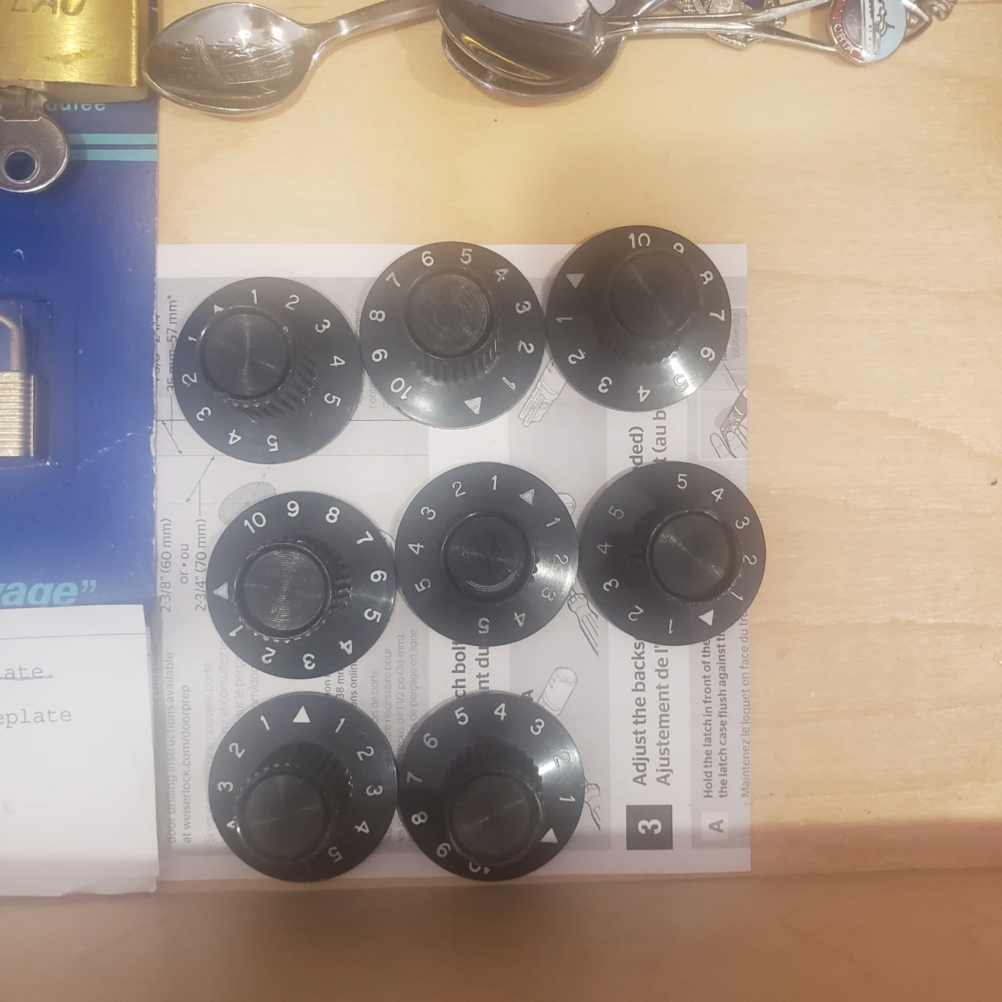 Set of 8 Black Guitar Control Knobs,  sold each