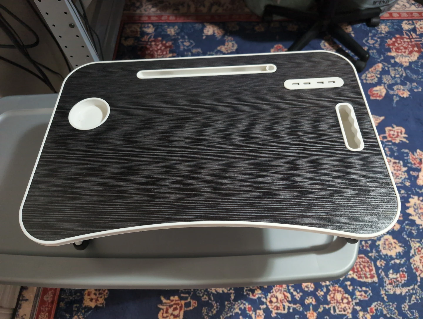 Portable Lap Desk - Black with USB and Drawer - photo 2