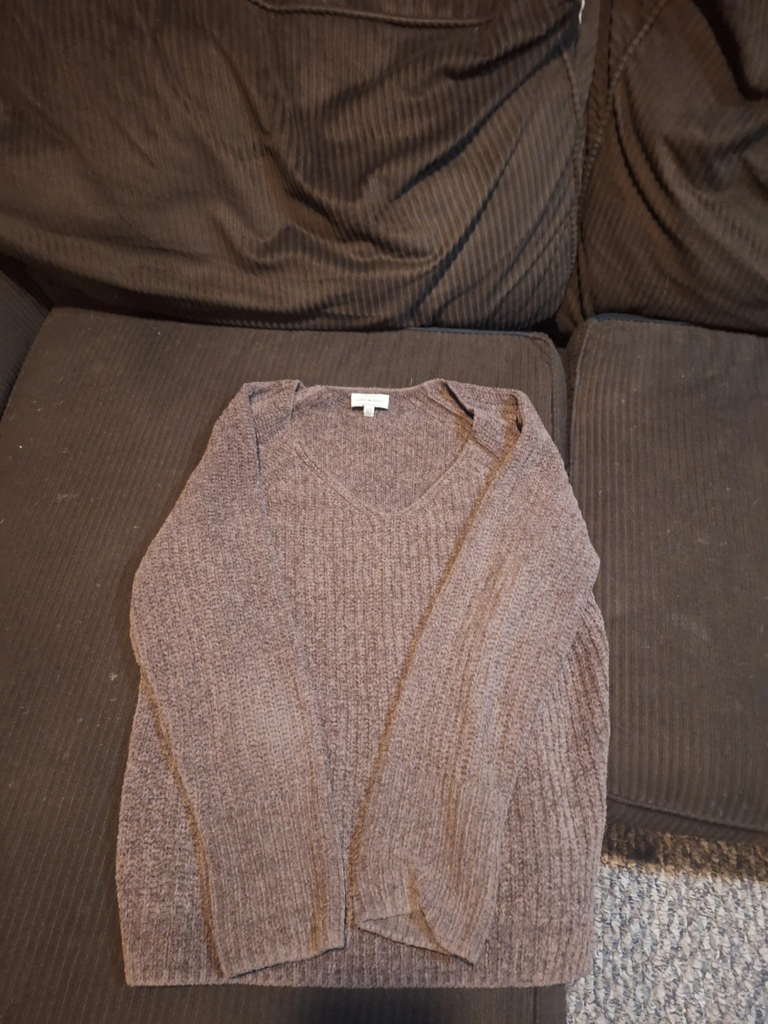 Lucky Brand V-Neck Knit Sweater - Brown - L/G - photo 2