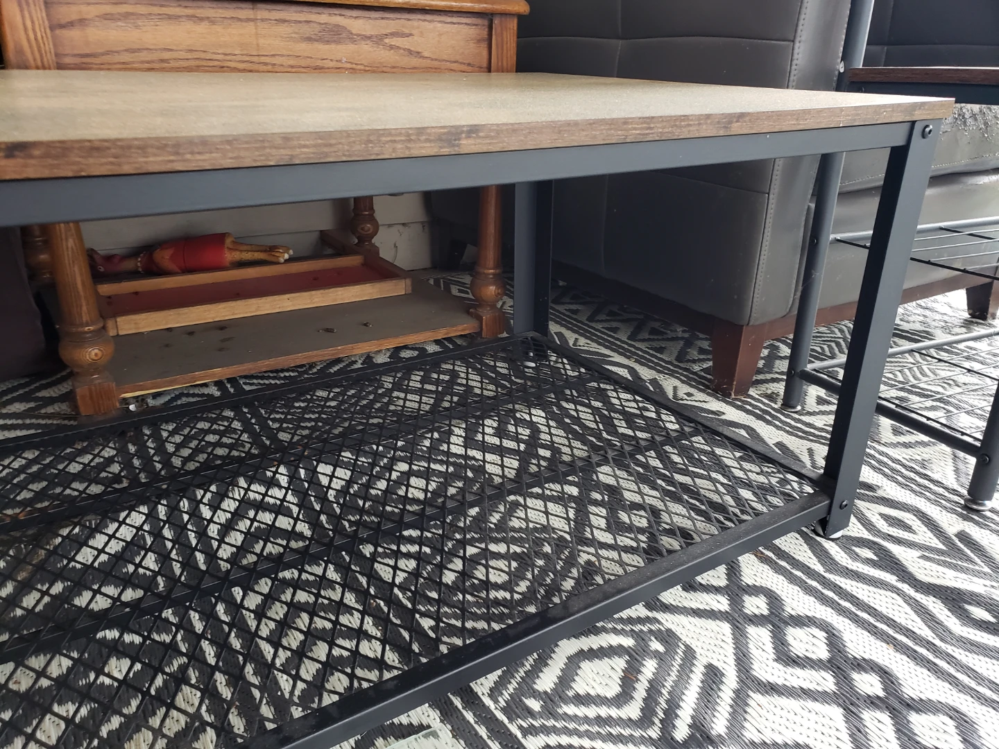 Rustic Wood Coffee Table with Metal Frame - photo 2