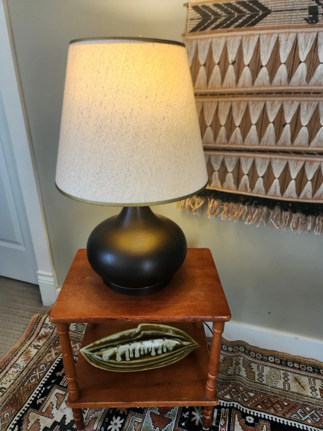 VINTAGE Dark Brown METAL GLOBE Table Lamp