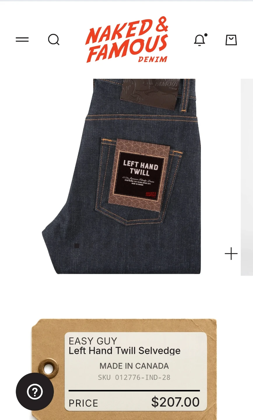 Naked & Famous "Easy Guy" Left Hand Twill Selvedge Jeans