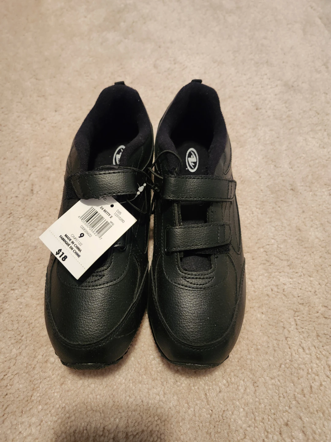 Athletic Works Black Velcro Shoes Size 9