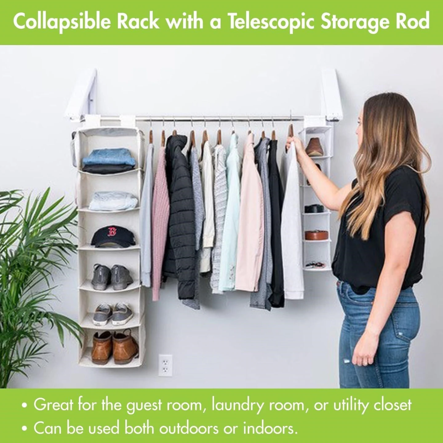 QuikCLOSET Collapsible Clothes Rack with Telescopic Rod - photo 2