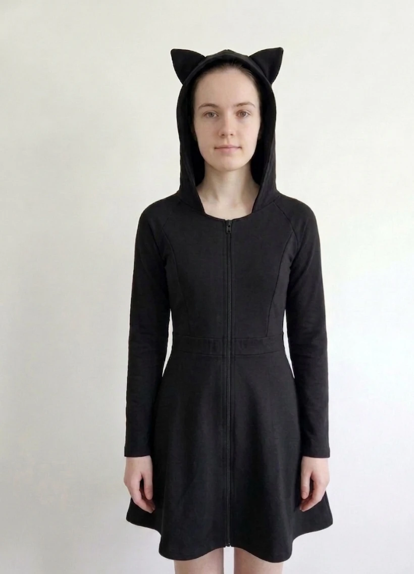 Black Cat Ear Hoodie Dress. Size XL. Pick Up Port moody