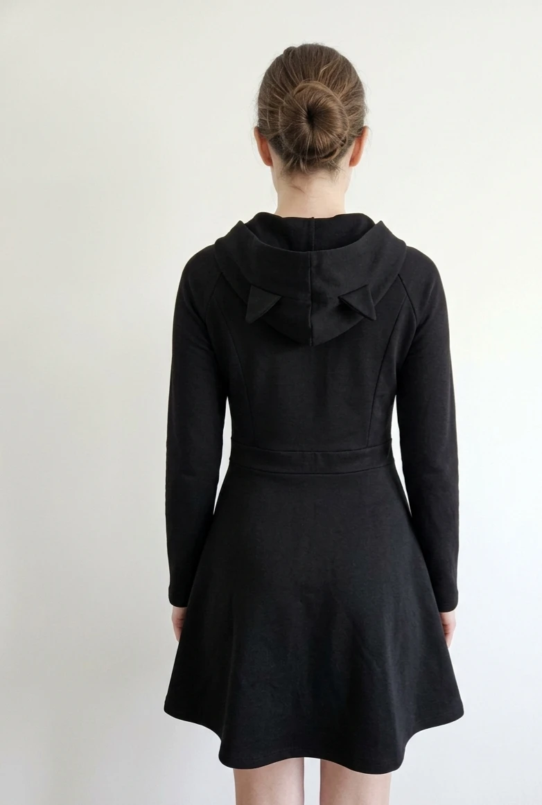 Black Cat Ear Hoodie Dress. Size XL. Pick Up Port moody - photo 4