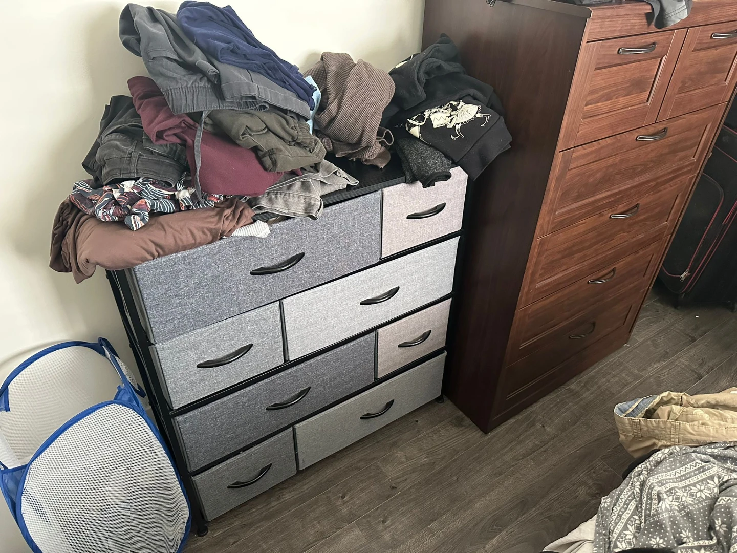 Grey Fabric Dresser with 8 Drawers