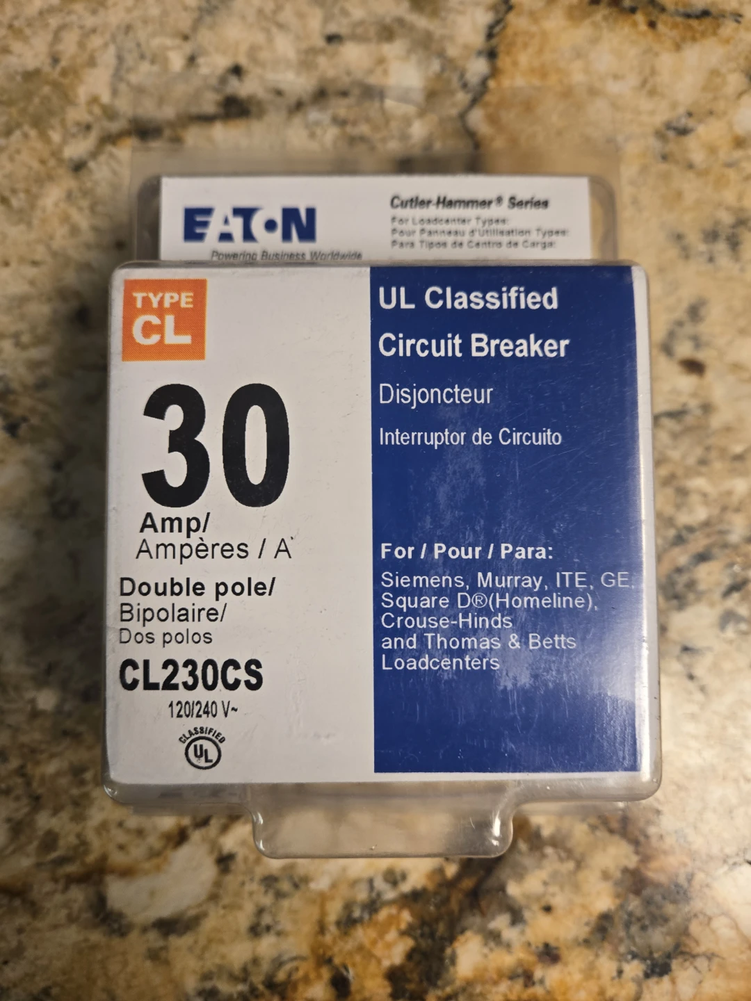 Eaton Cutler-Hammer CL230CS 30 Amp Double Pole Circuit Breaker