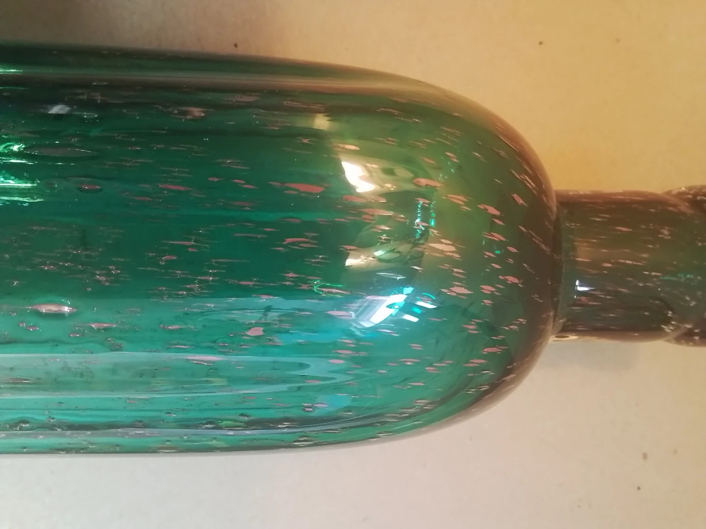 Vintage Teal Art Glass Bottle Vase 12" - photo 4