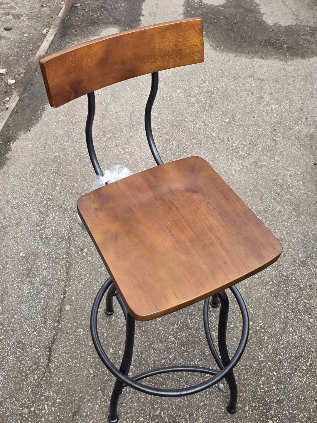 Adjustable Swivel Bar Stool with Wood Seat - photo 4