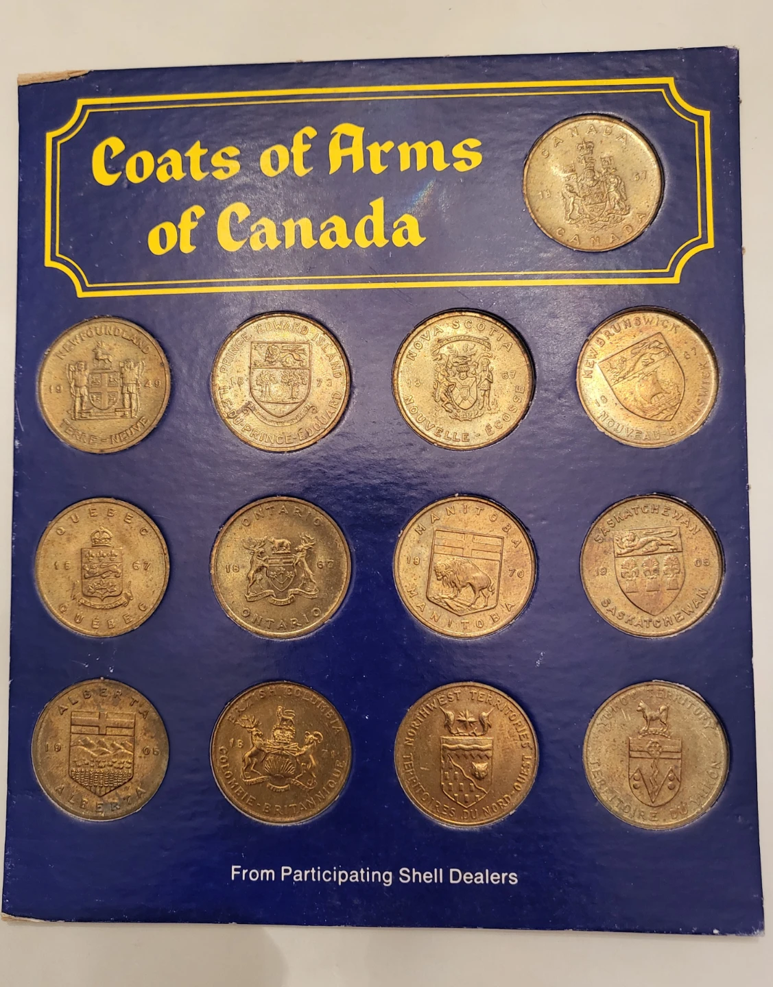 Vintage Shell Floral Emblems and Coats of Arms of Canada Medals