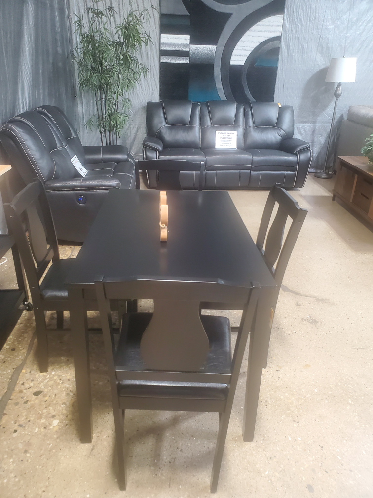 Black Dining Set with 4 Chairs - photo 2