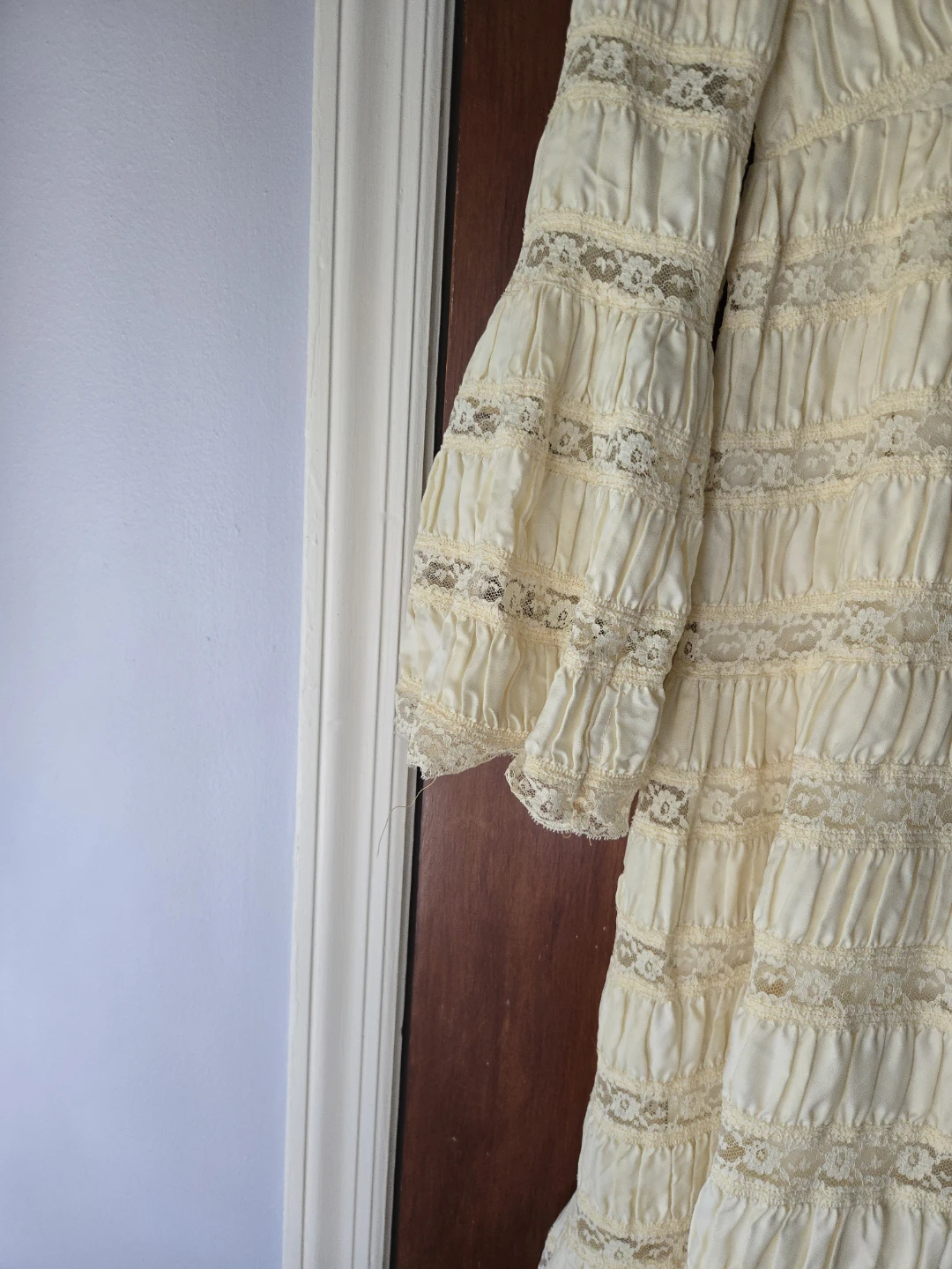 Vintage Cream Lace & Ruffle Maxi Dress - photo 4