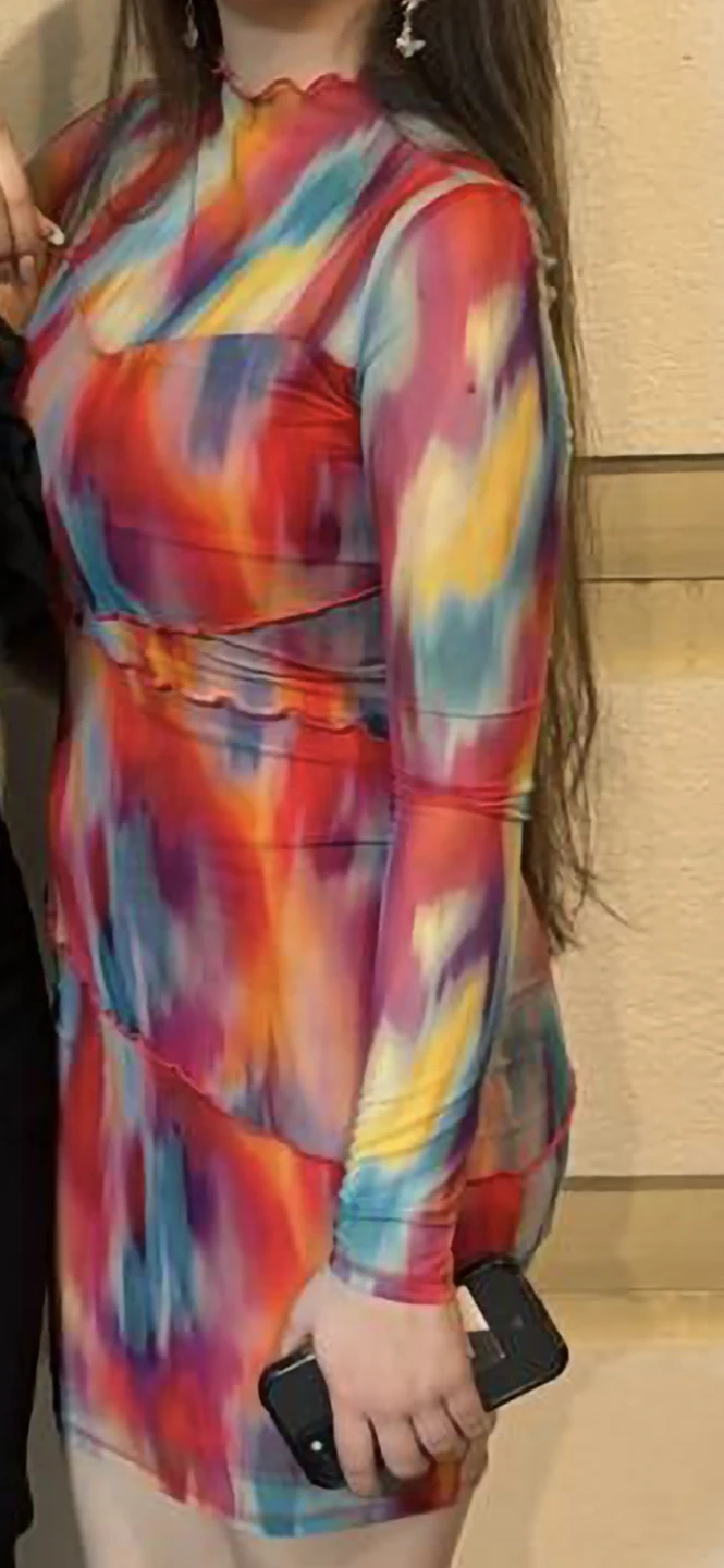 Tie-Dye Mesh Mini Dress