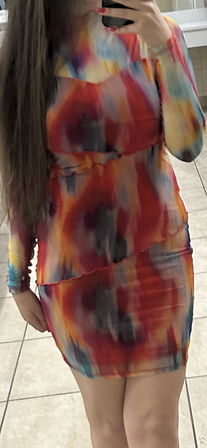 Tie-Dye Mesh Mini Dress - photo 2