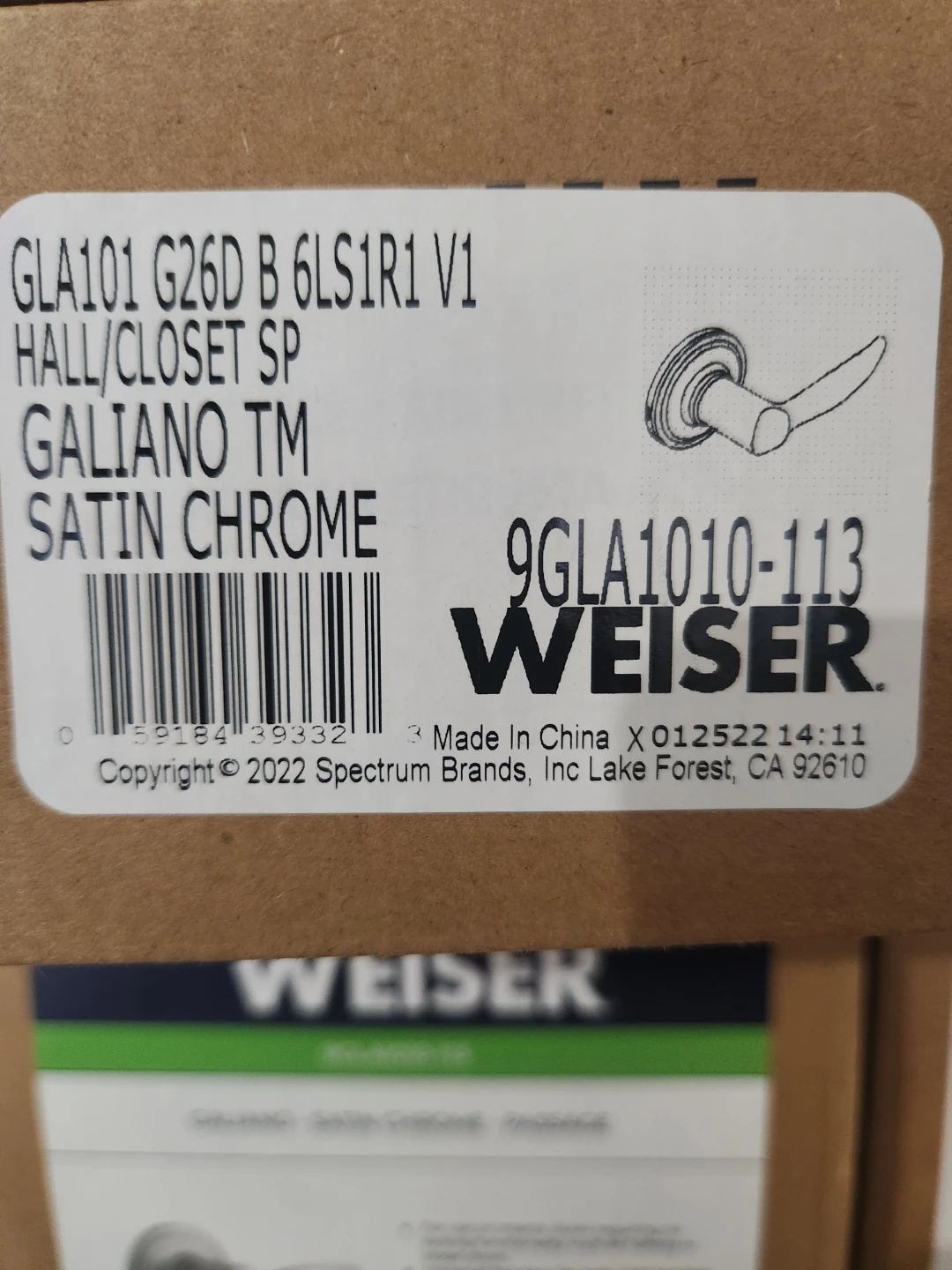 Weiser Galiano Satin Chrome Passage Door Lever Set - photo 2