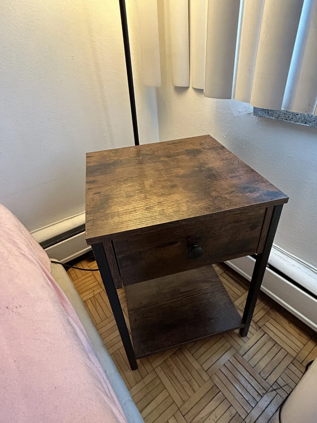 Rustic Wood Nightstand with Drawer - photo 4