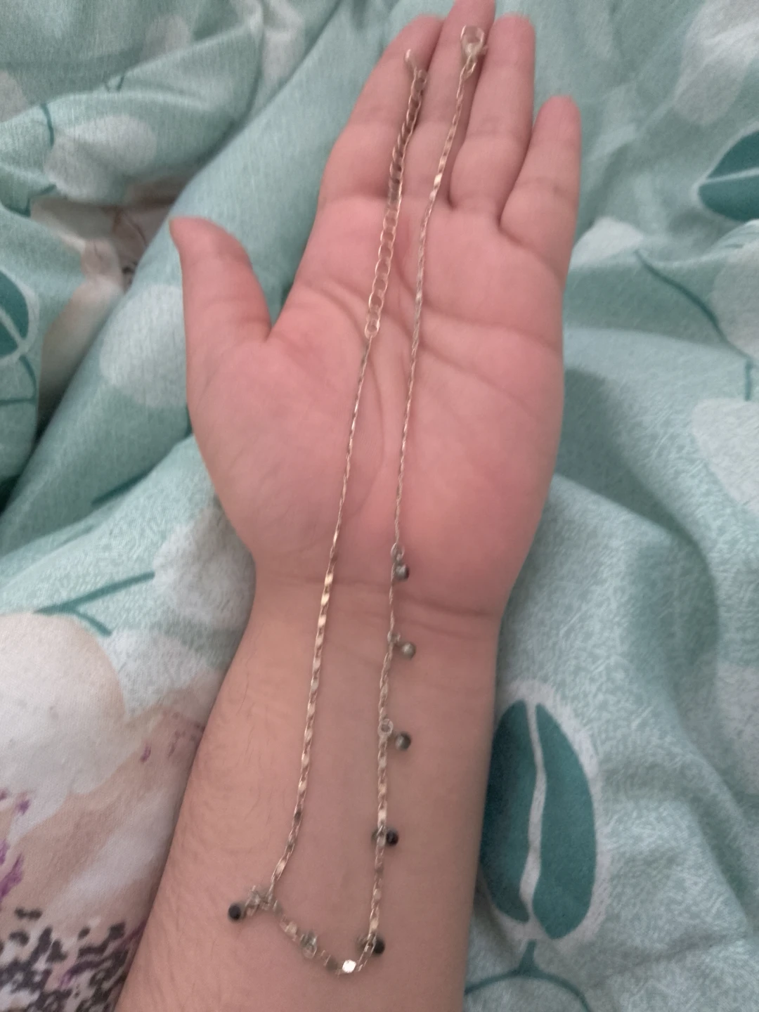 Silver-tone Chain Necklace with Dangle Beads 🌱