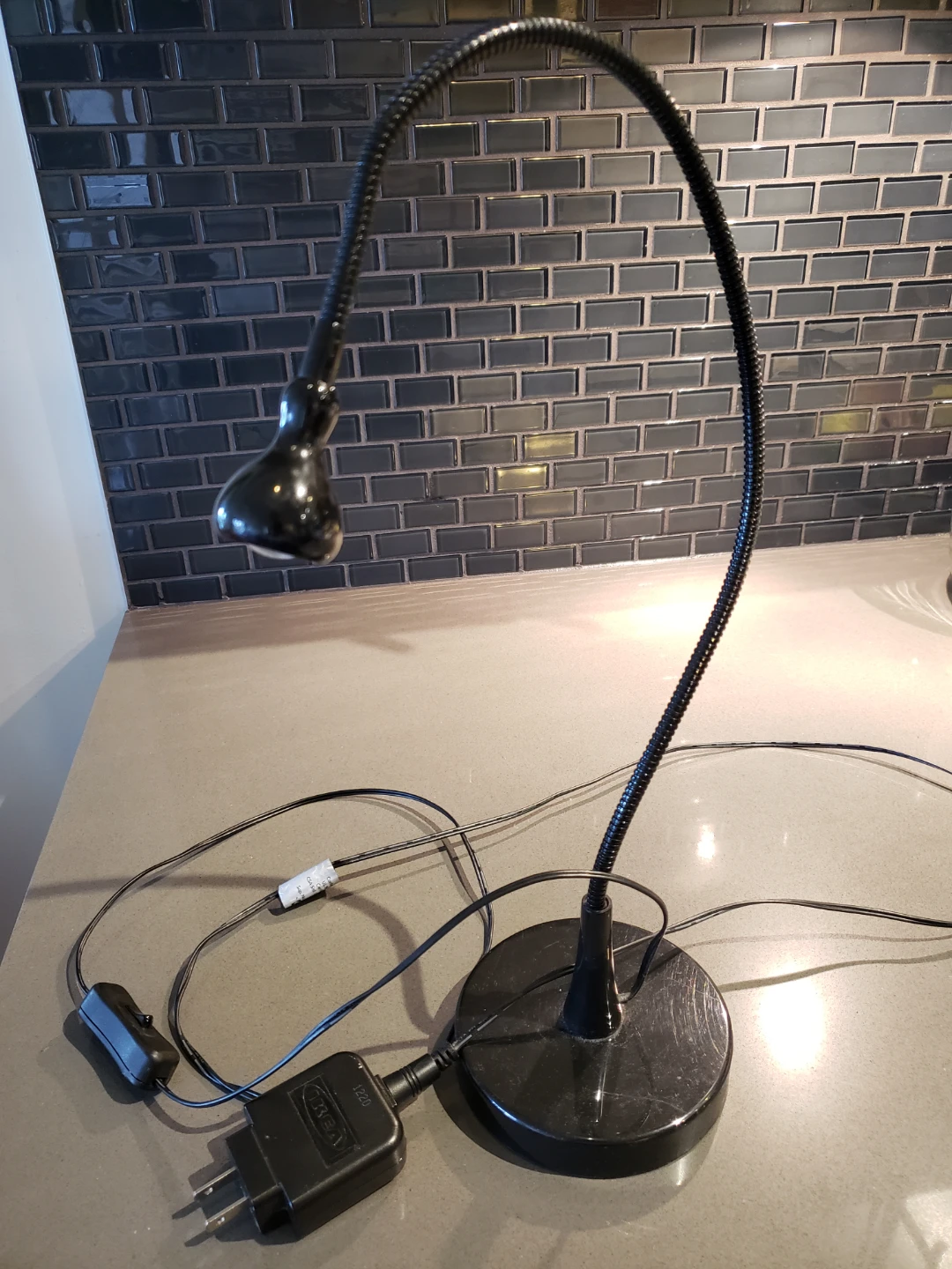 Black Gooseneck Table Lamp, LED Light