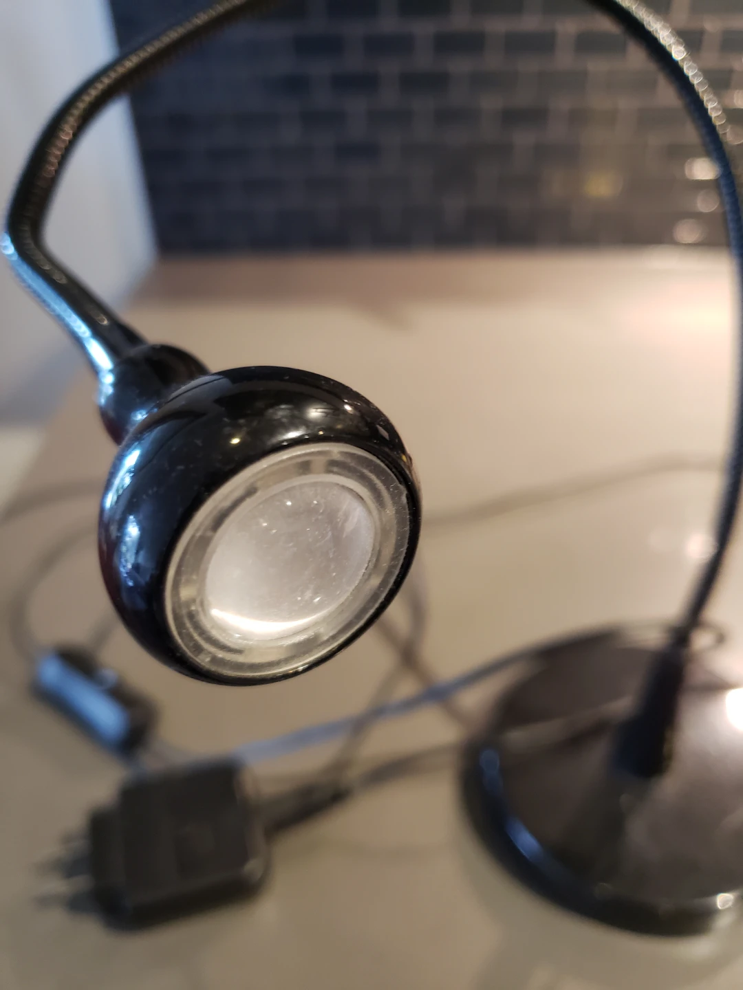 Black Gooseneck Table Lamp, LED Light - photo 2