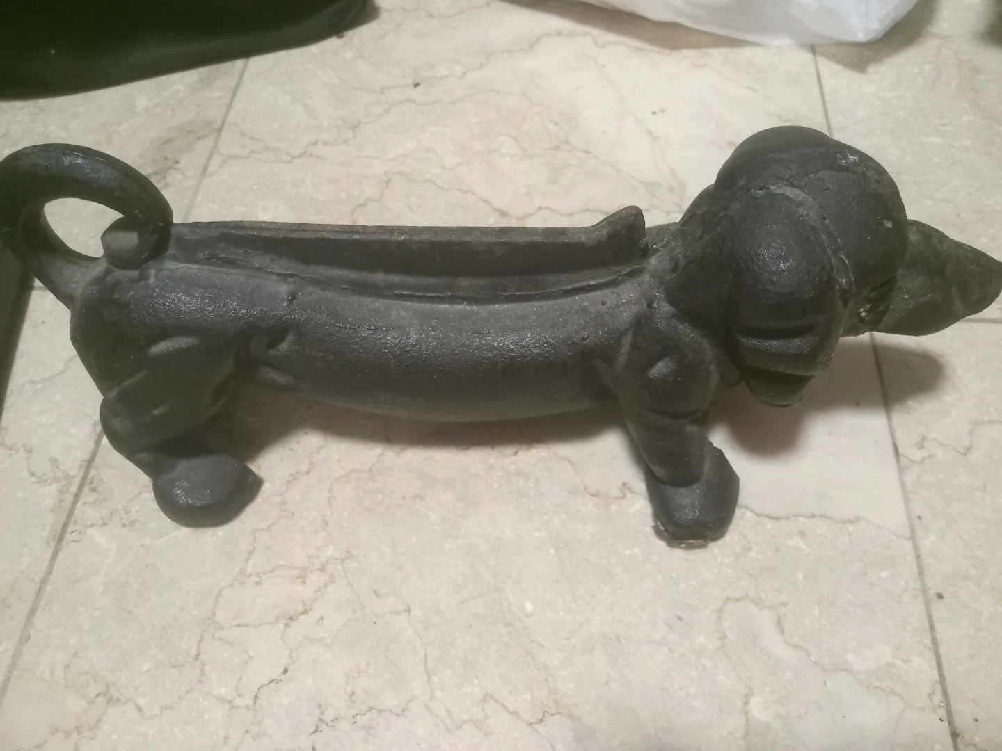 Cast Iron Dachshund Fireplace Log Holder life size