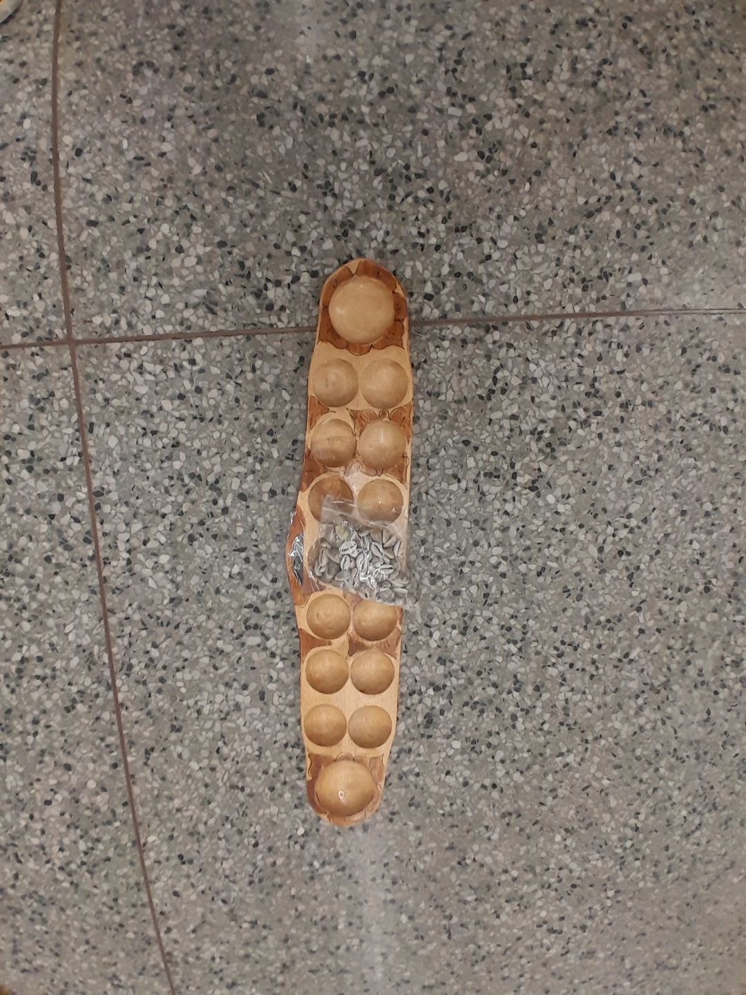 Wooden Mancala Board Game with Stones - photo 2
