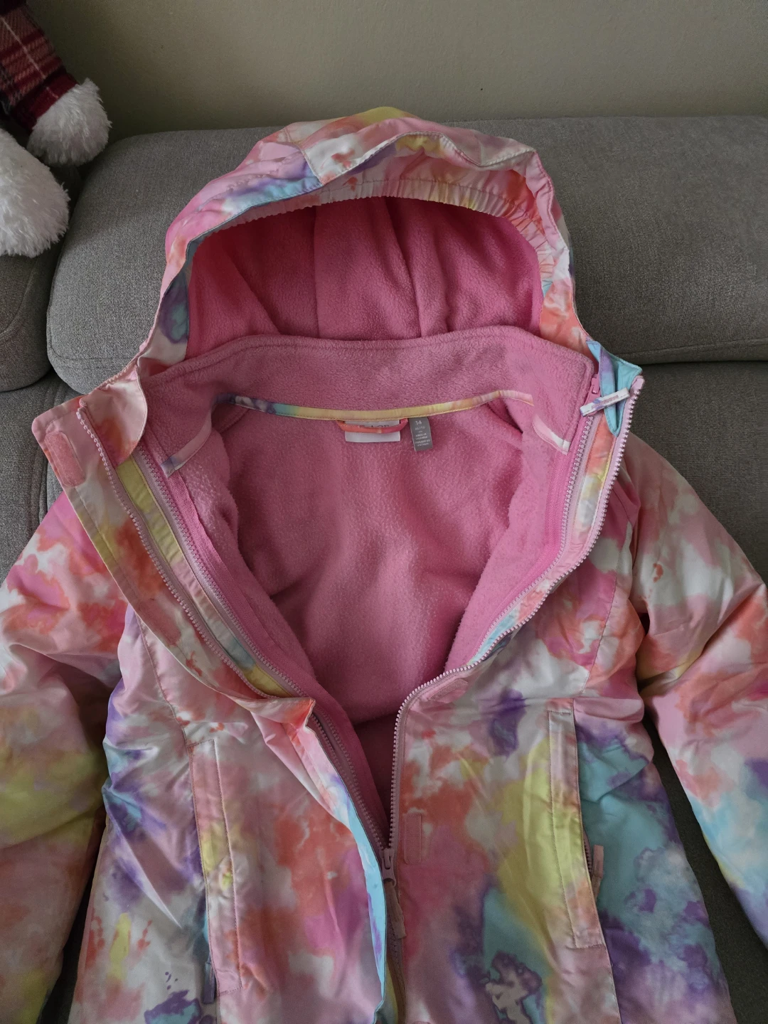 The Children's Place Girls Tie-Dye Hooded Winter Jacket Size 14 - photo 2