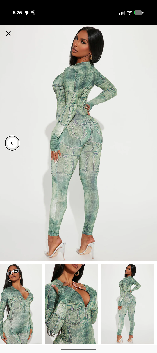 Fashion Nova Denim Print Catsuit