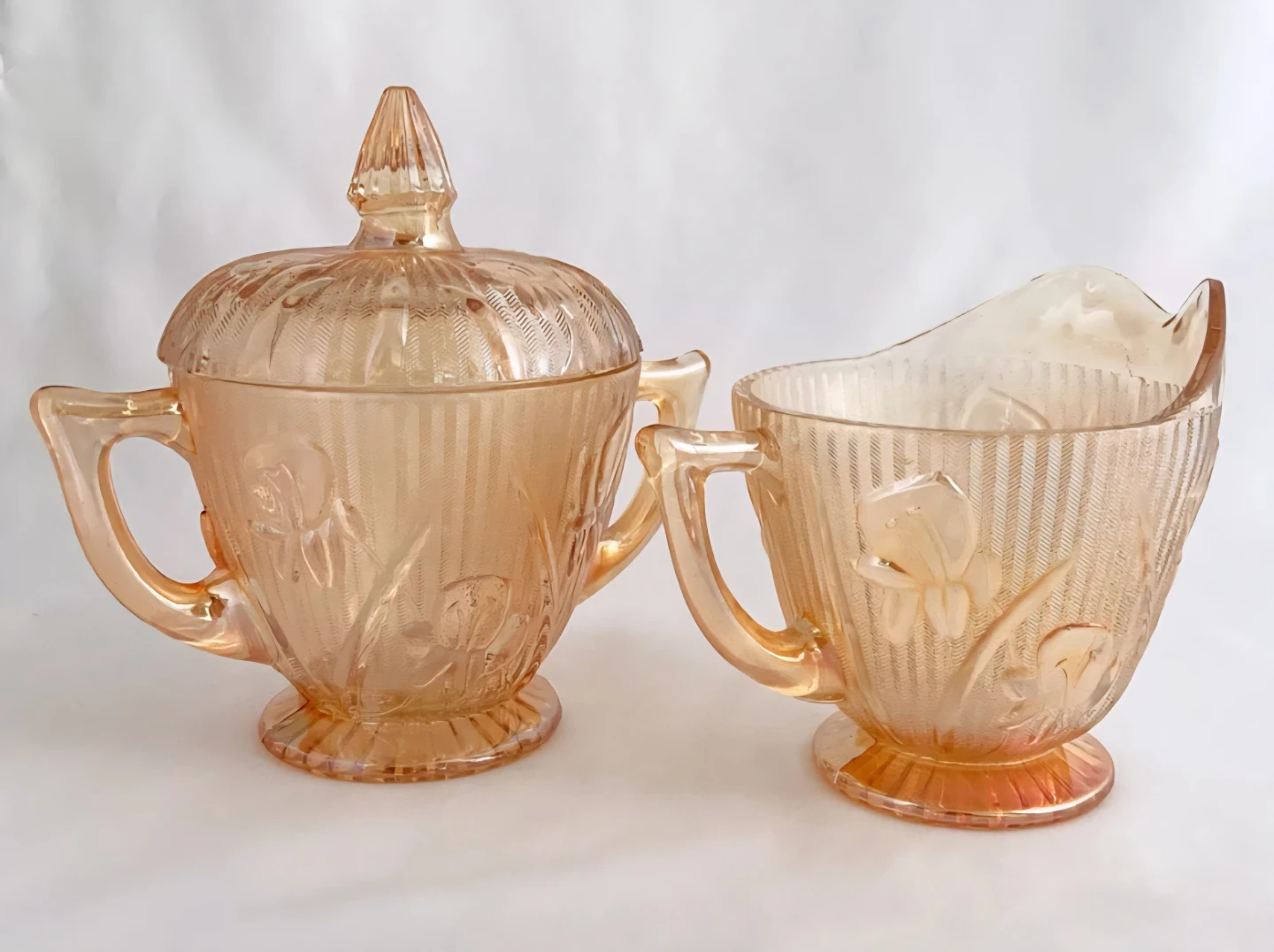 Vintage Glass Sugar and Creamer Set