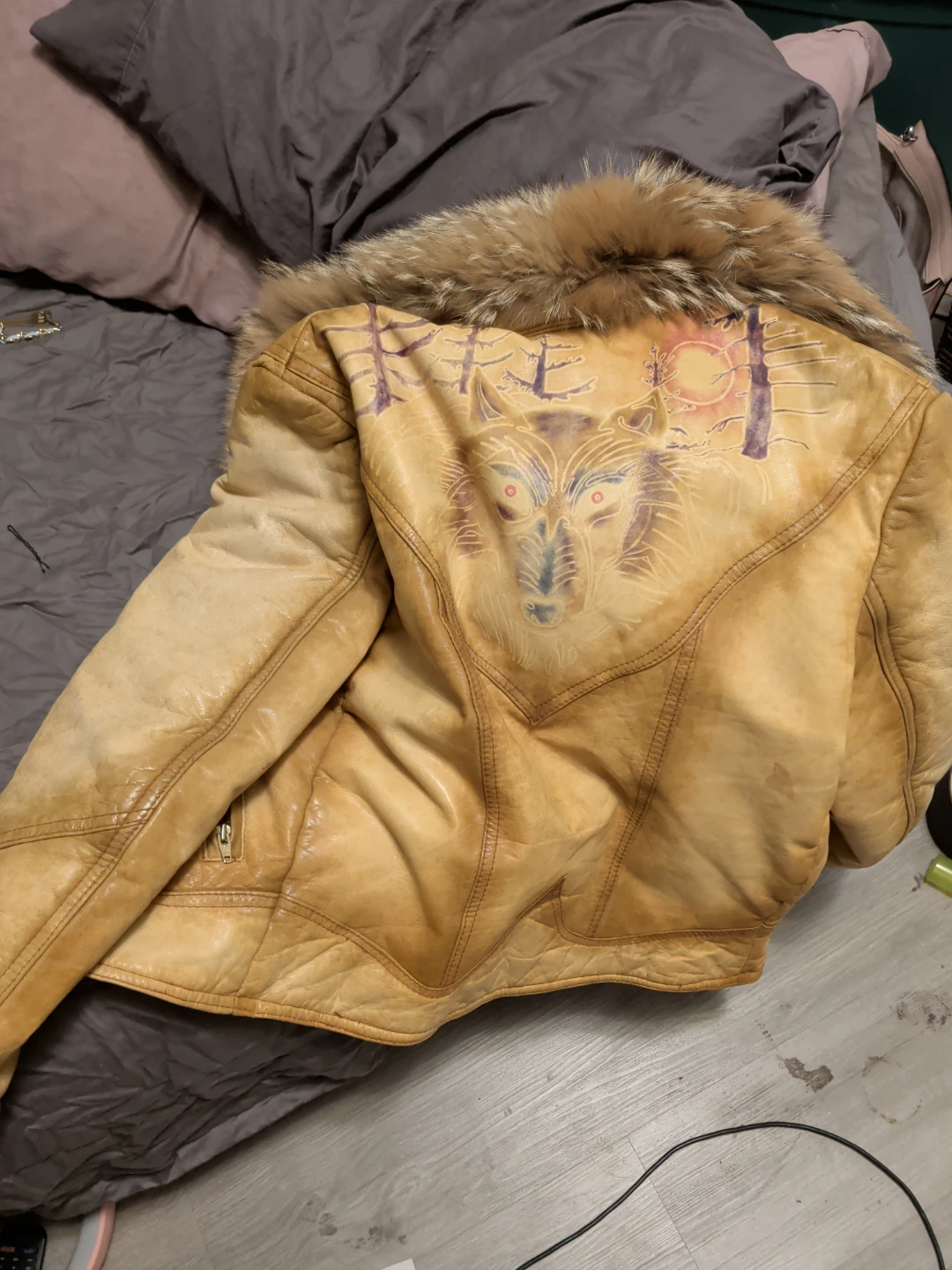 The Leather Ranch Women's Real Fur Trimmed Jacket Size 44