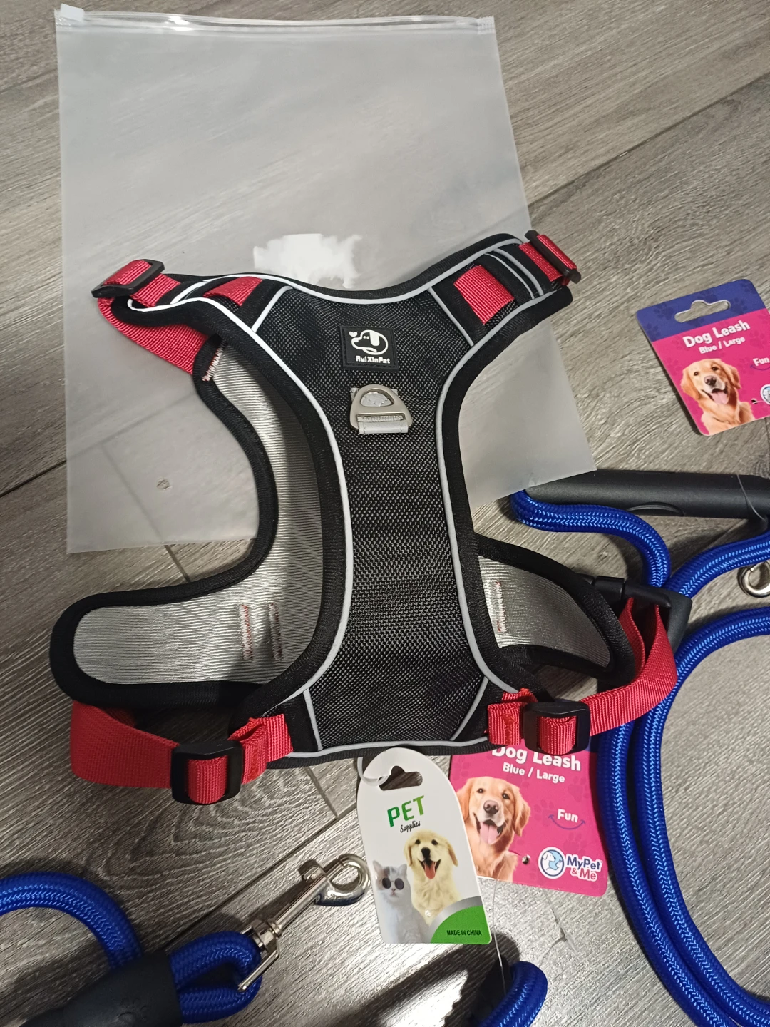 RuiXinPet Dog Harness with 2 free Leash Set - Blue/Large - photo 3