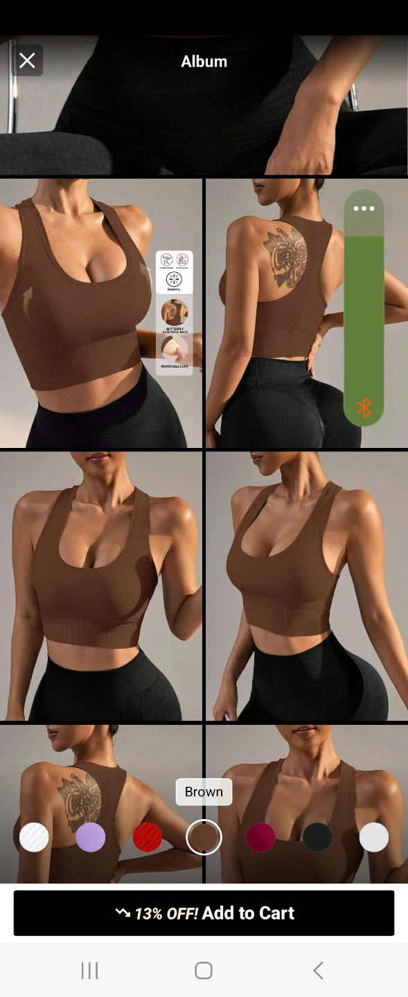 Seamless Sports Bra - Brown - photo 2