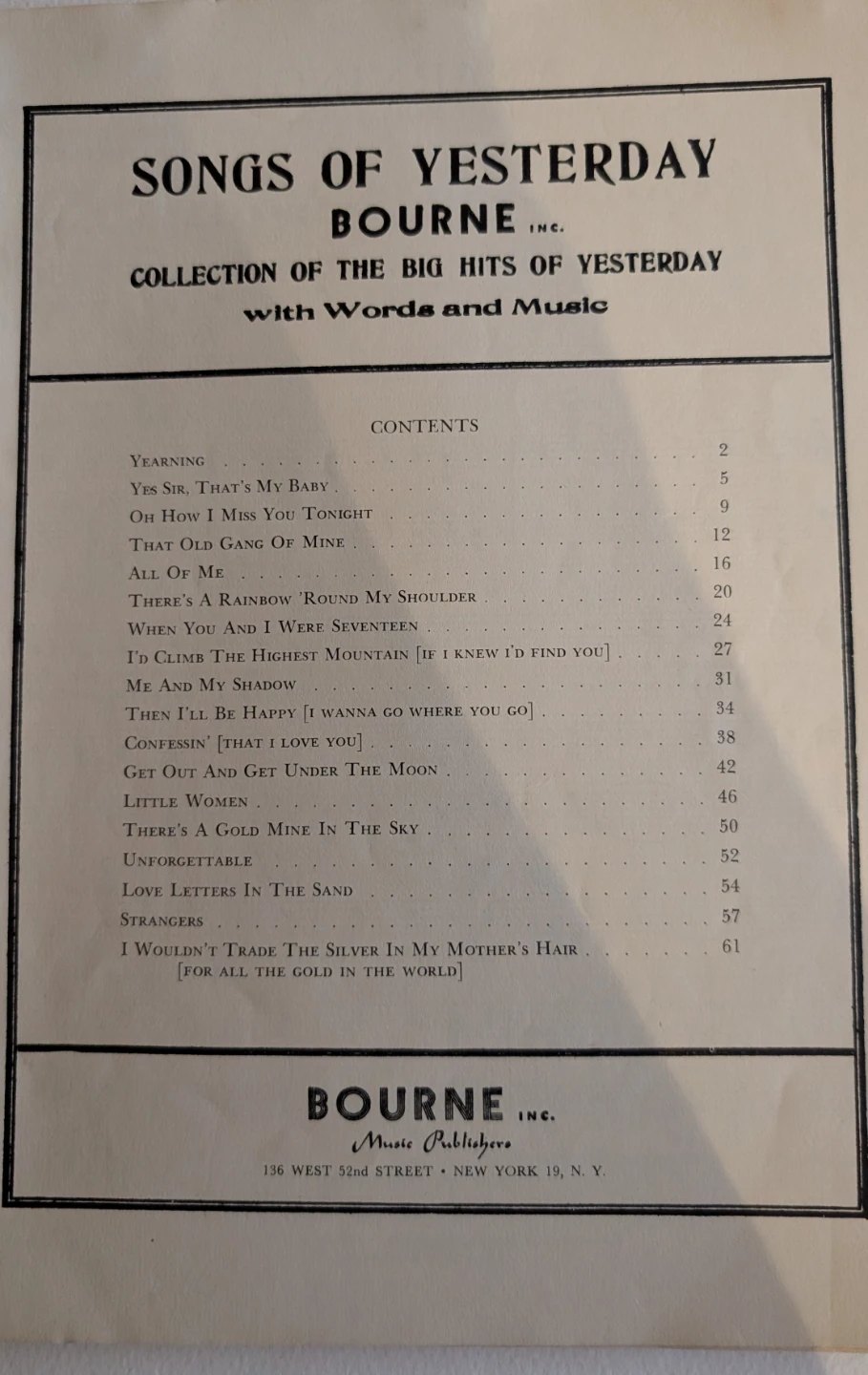 Song Gems of Yesterday Song book - photo 2