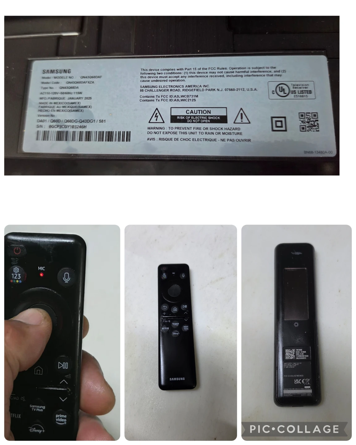 Samsung QN43Q60DAF TV Remote Control
