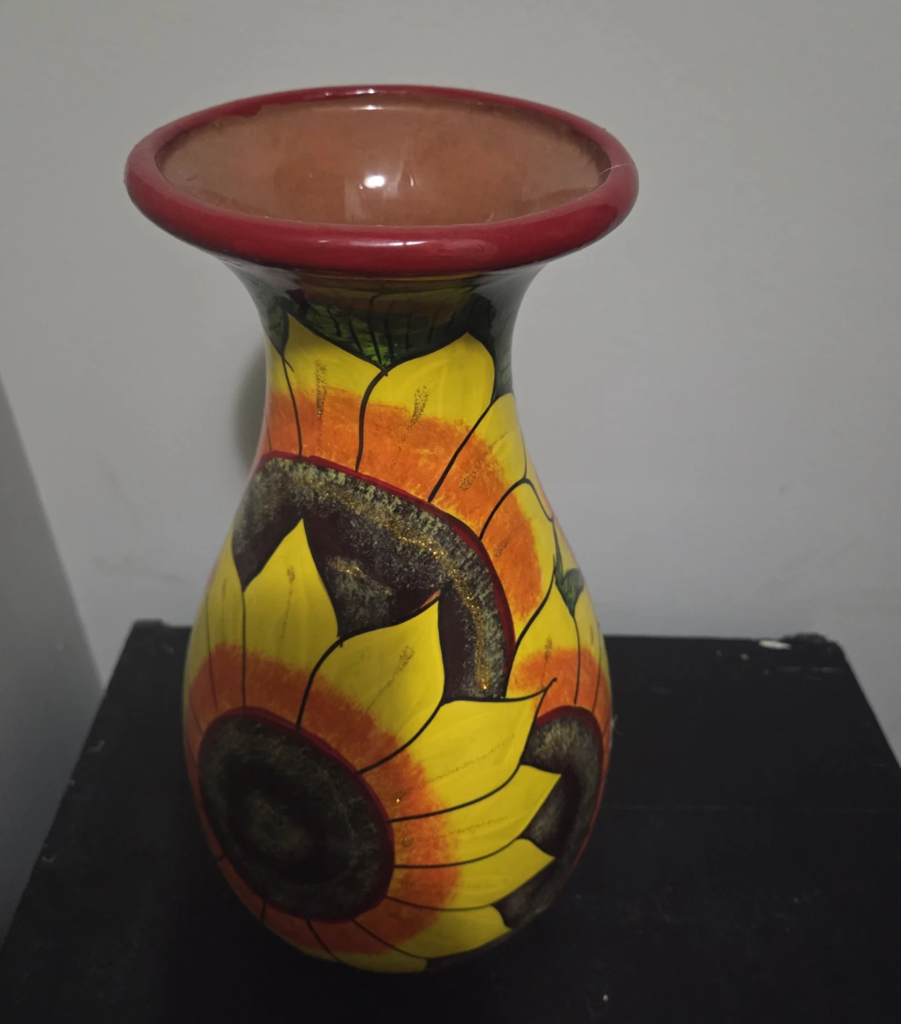 Hand-Painted Ceramic Vase with Sunflower Design
