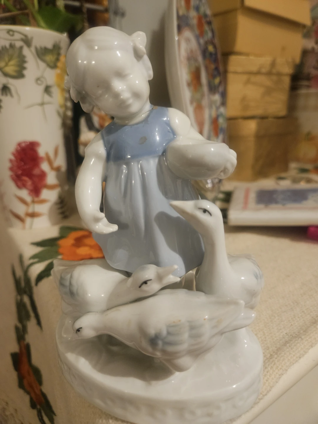 Gerold Porzellan Bavaria Figurine of Girl with Geese