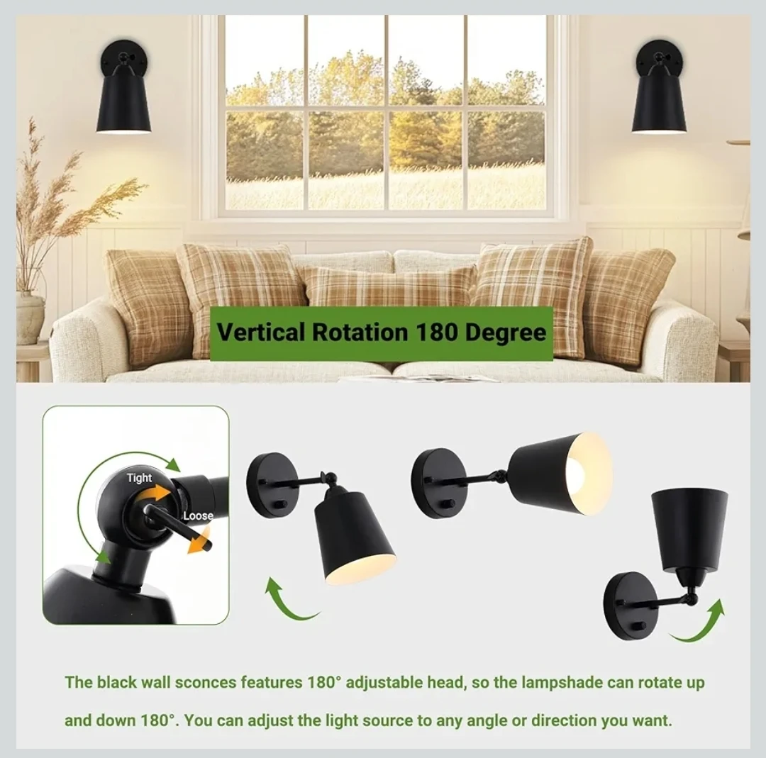 Black Dimmable Wall Sconces Set of 2 - photo 5