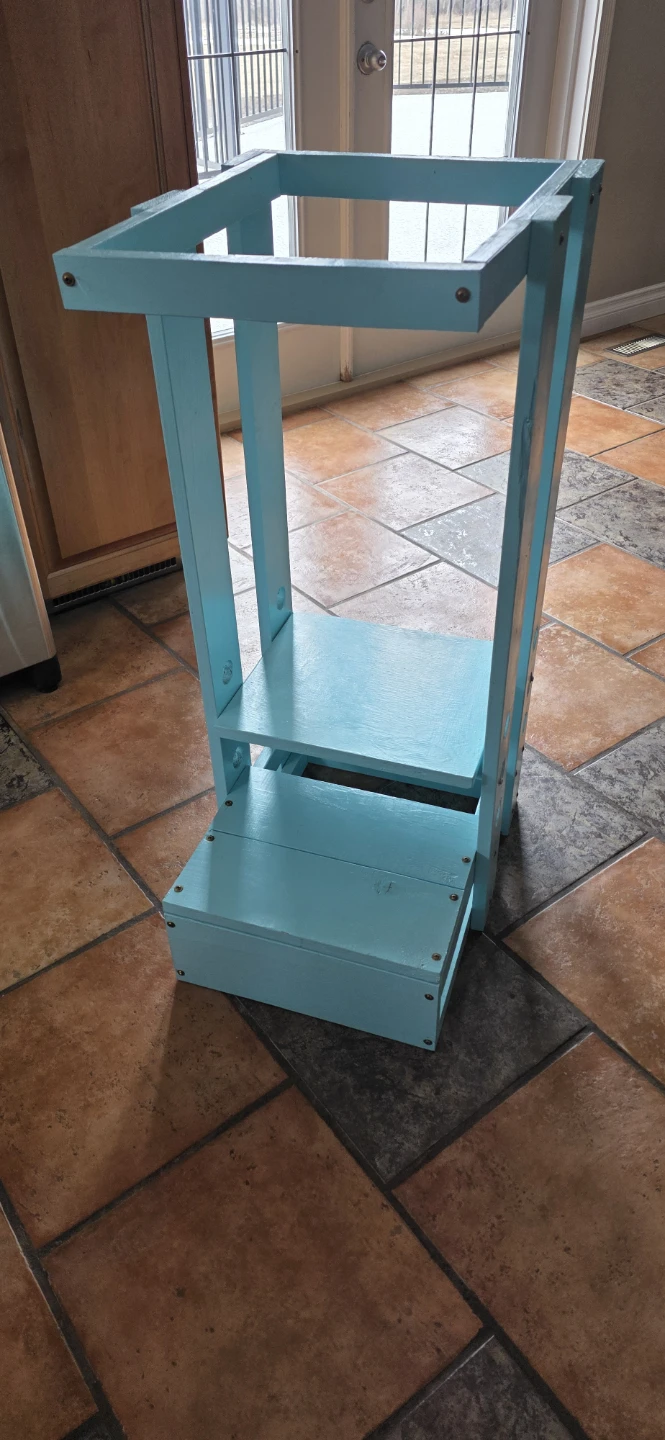 Tiffany blue Wooden kitchen  helper stand for Kids