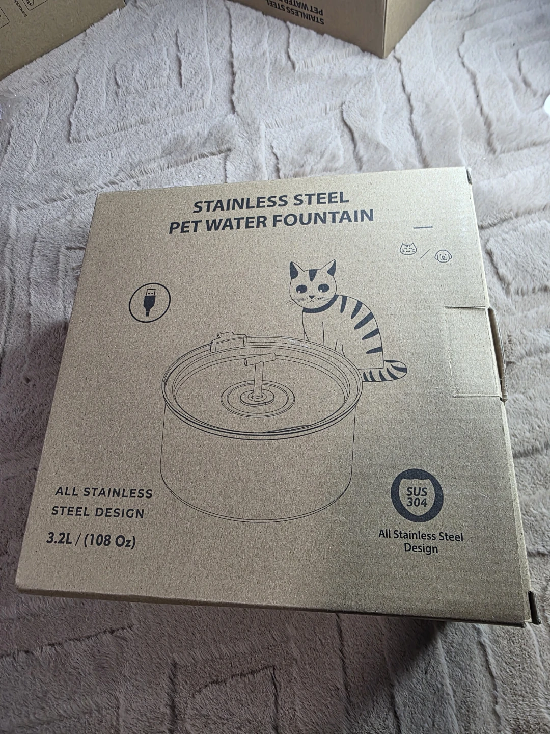 Stainless Steel Pet Water Fountain 3.2L