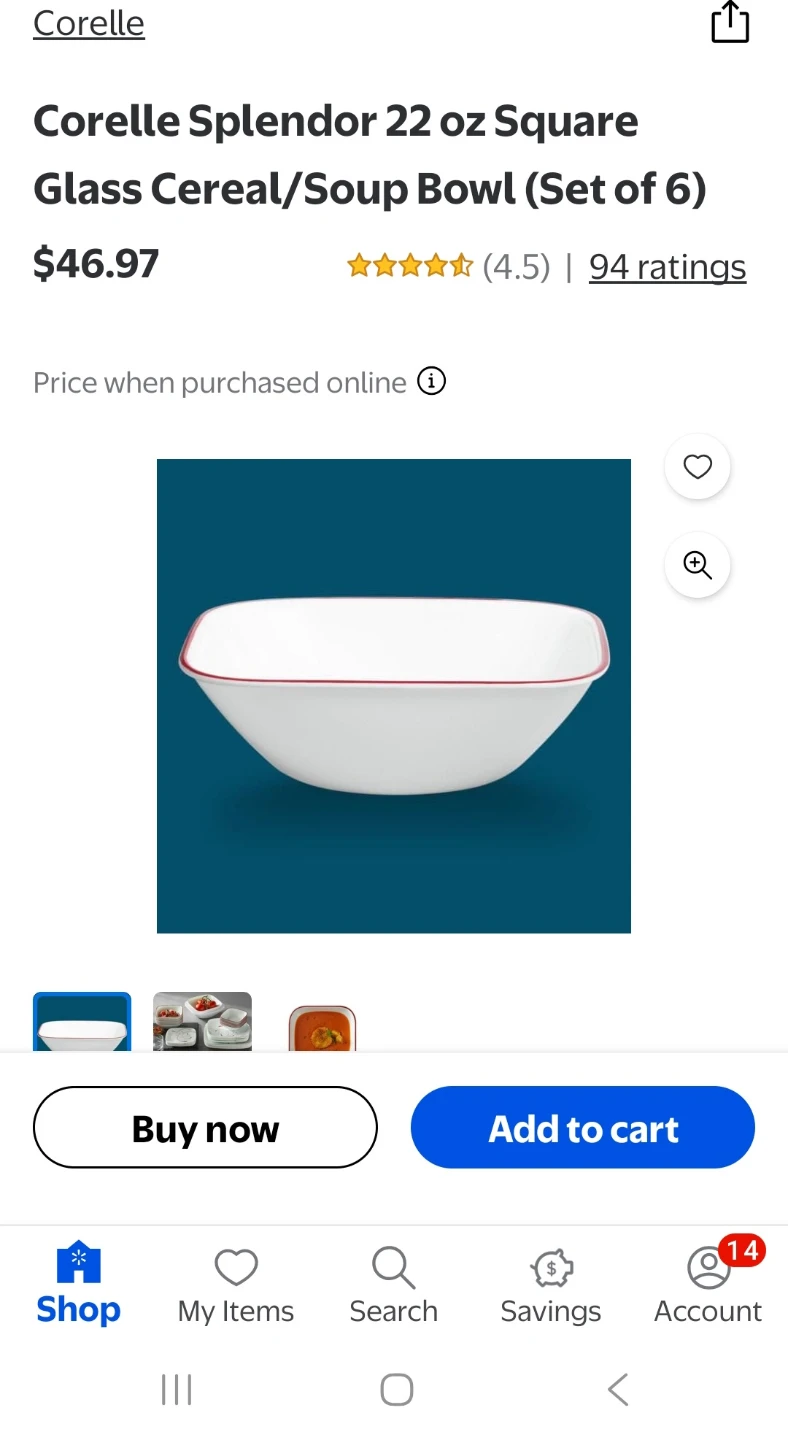 5 ea Corelle 22oz Square Glass Cereal/Soup Bowl - photo 5