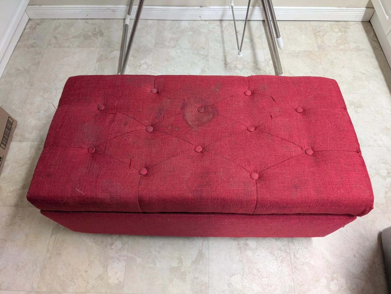 Red Storage Ottoman - used - photo 3