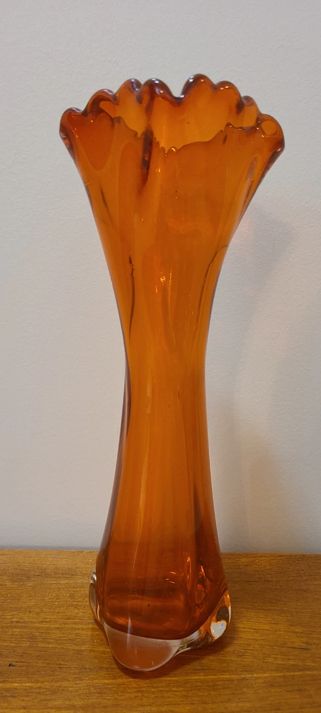 Vintage Orange Glass Vase - photo 3