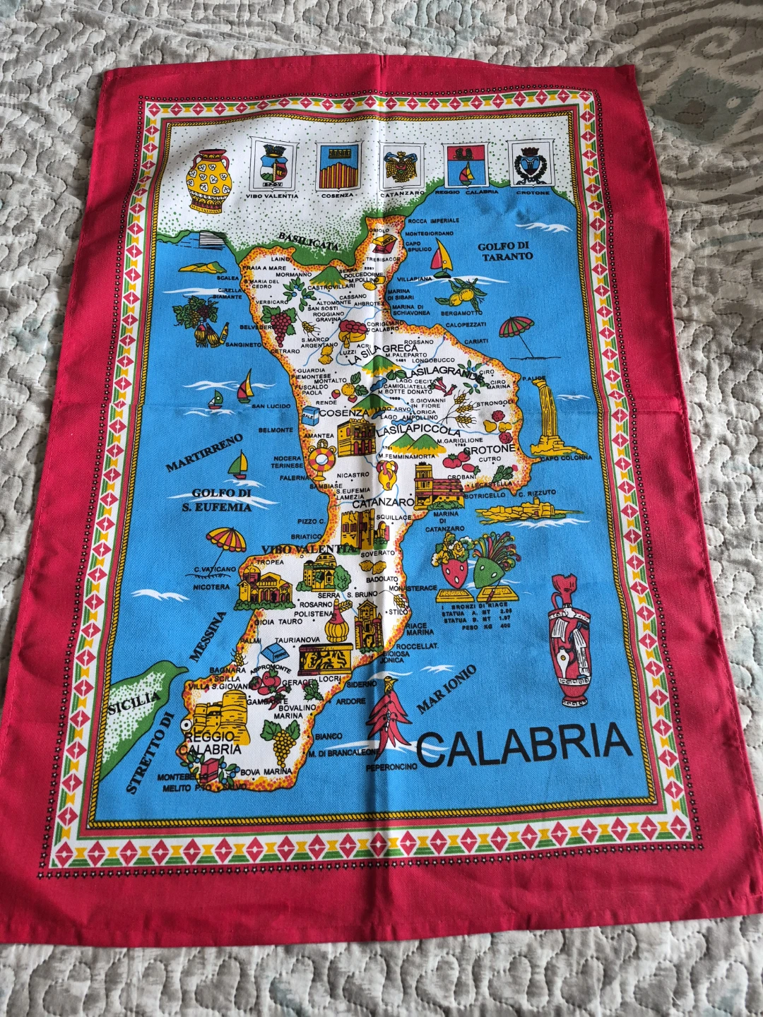 Beautiful 34" x 23" 100% Cotton Linen Calabria Italy Tea Towel