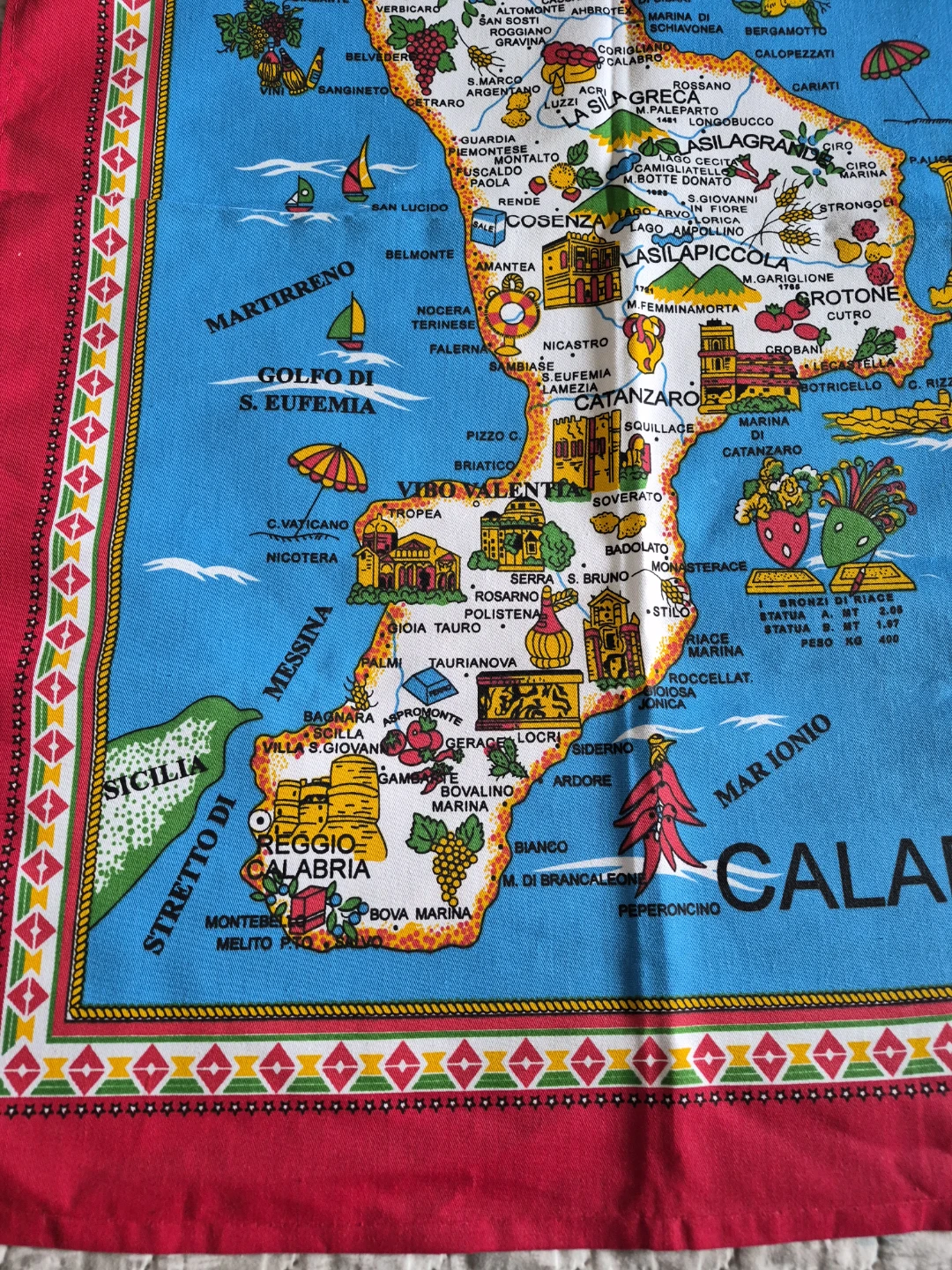 Beautiful 34" x 23" 100% Cotton Linen Calabria Italy Tea Towel - photo 2