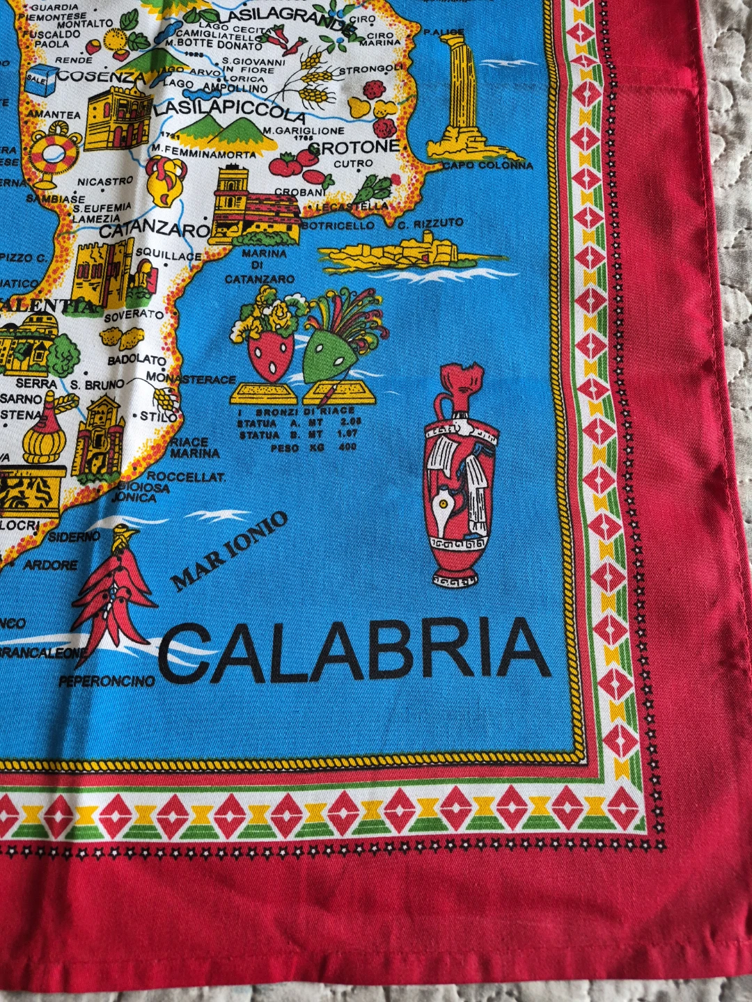 Beautiful 34" x 23" 100% Cotton Linen Calabria Italy Tea Towel - photo 3